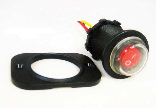 Sealed Waterproof LED Rocker Toggle Switch SPST Marine 12V Panel Mount Round Red - 12-vtechnology