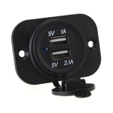 12V DC 3.1A Waterproof Dual Car USB Charger Socket w/ Panel Mounting Screws - 12-vtechnology