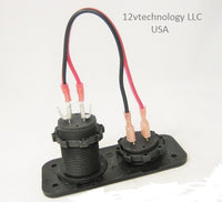 12V Solar Battery Plug Socket + Voltmeter Panel Status Monitor Marine 60" Wires - 12-vtechnology