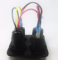 Dual USB Charger, Voltmeter, 12V Lighter Plug Socket, LED Switch + Wires Panel - 12-vtechnology
