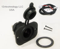 Rugged Accessory Plug Lighter Socket Outlet Receptacle 12 Volt Female Jack w/ Wires - 12-vtechnology