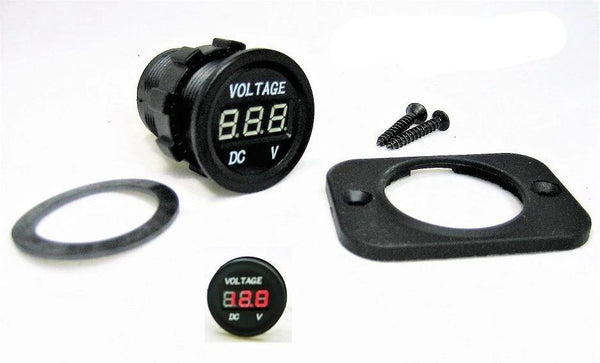 New Industrial Large Body 12 /24 DC Round Red Voltmeter Battery Monitor Marine - 12-vtechnology