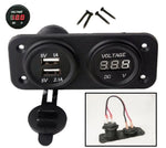 Dual USB Charger / Voltmeter Panel Marine 12 Volt Motorcycle Power Outlet- No LED