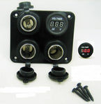Triple Heavy Duty 20A 12V Plug High Power Voltmeter Socket Plug Outlet Panel RV #CVMR/CTD/CTD/CTD/fplt/4sq/