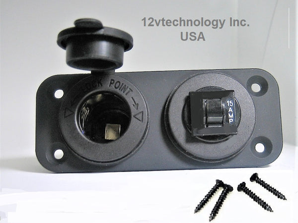 Circuit Breaker Fuse 12V DC Accessory Lighter Socket Jack Plug Outlet Panel Boat #	 ycn-r/csr/fcb-15/t/4+W