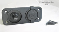 Waterproof 12V Plug Socket & Fuse Holder w/Fuse 15A Surface mount  #csr/cfss15/T/4