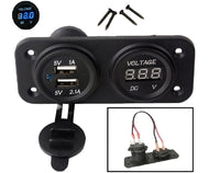 MARINE BOAT WATERPROOF DUAL USB SOCKET CHARGER AND BLUE VOLTMETER W/Jumper Wire