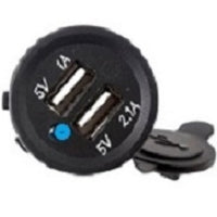 12V DC 3.1A Waterproof Dual Car USB Charger Socket Red Power LED #CUR